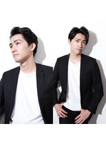 トリム 渋谷(trim.)&nbsp;サーフカール/刈り上げセンターパート/ブルーブラック[渋谷]