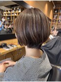 ショートボブ大人ハイライト◎透明感グレージュ小顔美人
