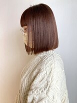 ピンクブラウンボブ_こなれミディホワイトグレージュ_ba383171
