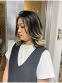 前髪　マルチボブ　ピンクベージュ　インナーグレージュ　ウルフ