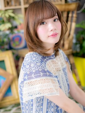 カバーヘア イヴ 戸頭店(COVER HAIR EVE) ミルクティーピンク斜めバング顔周りレイヤーc5戸頭20代30代40代