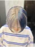ホワイトシルバーとブルーのセクションカラー/推しカラー