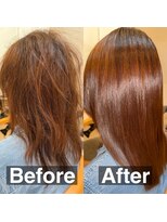 スリーク(SLEEK)&nbsp;SLEEK式髪質改善【縮毛矯正】ビフォーアフター　表面