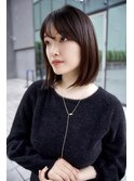 大人可愛い前下がりボブ/アッシュブラック/切りっぱなしボブ