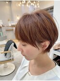 20代～50代☆マッシュボブ/ベージュ丸みショート☆前髪あり