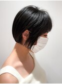 小顔大人可愛いダークカラー切りっぱなしミニボブストレートボブ