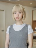 【赤津美奈】ボブ　ダブルカラー　ブリーチ　前髪あり
