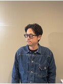 センターパート　ニュアンスパーマ
