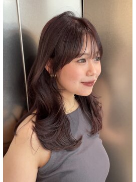 ロンドミラー 博多店(Lond Mirror) ワインレッドとミディアムレイヤーカット