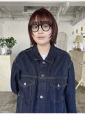 ピンクブラウン外ハネボブボブ顔周りレイヤー暖色カラーピンク