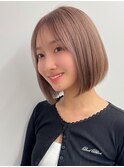 【長谷川】ピンクベージュボブ