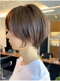 表参道髪質改善カラーウルフショートカットベージュアッシュ50代