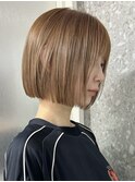 渋谷ダブルカラータッセルボブミルクティーベージュカラー韓国◆