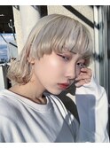 tetohair 渡辺 ボブ ウルフ ホワイトベージュ マッシュ 白髪