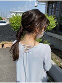 紐アレンジ風ポニーテールアレンジ