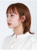 三軒茶屋_レディース_ミディアム_オレンジベージュ_ブリーチ_
