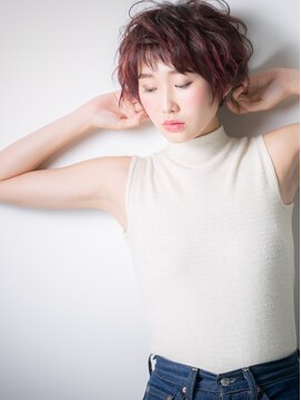 カバーヘア ブリス 上尾西口店(COVER HAIR bliss) *bliss上尾*ボルドーカラーの小顔エッジショートx