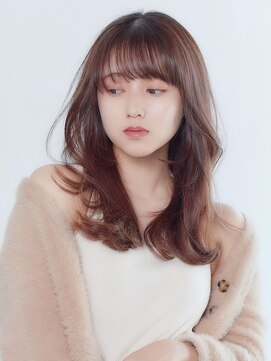 フォンズ(FONS) 小顔に見せるオルチャンヘア くびれセミロング ツヤカラー