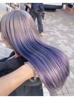 アソビセカンド 原宿(ASOBI 2nd)&nbsp;ロング/シルバーとラベンダーのデザインカラー