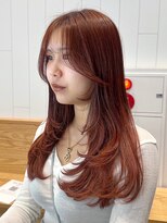 レイヤーロングカーキベージュエモージュ美髪_ba482781