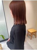 優しい色味のオレンジブラウン♪/ミディアム/ボブ/伸ばし中