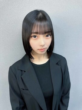 ジェニーバイメノン(JENNIE by Menon) 切りっぱなしボブ 黒髪 ぱっつん