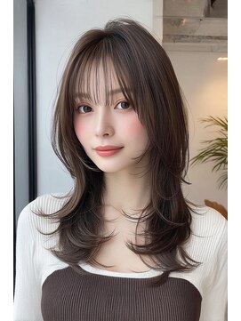 ノイエ 原宿 北参道(NoIE) レイヤーカットハッシュカットココアブラウンバタフライカット