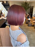 【藤枝】艶感チェリーレッドボブショート髪質改善