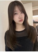 マレットヘアハイライト髪質改善オリーブグレーココアベージュ
