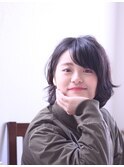 大人可愛いふんわりカール/ショートボブ/20代ダークグレージュ