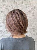 甘辛ショートボブ伸ばしかけヘアブランジュナチュラルピンク2014