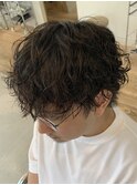 ネオウルフ　スパイラルパーマ　ツーブロック　無造作ヘア