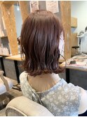 ピンクベージュで透明感抜群!外ハネボブ