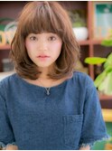 大人ガーリーくせ毛風カール小顔ウルフヘアc5戸頭20代30代40代