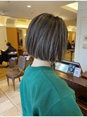 髪質改善前下がりボブ大人ボブ脱白髪染めハイライト