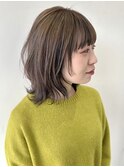 【FOLK】透明感グレージュ☆似合わせ外ハネレイヤーウルフ♪