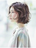 ☆ダークパープルナチュラルショートミルクブラウン髪質改善ボブ