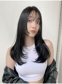 ストレートロング　ロングレイヤー　縮毛矯正　黒髪