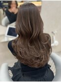 ブリーチなしダブルカラーオリーブブラウン×ミディアムレイヤー