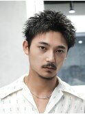 渋谷スパイキーパーマメンズカットスパイキーショート30代