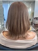 渋谷ダブルカラーミディアムボブミルクティーベージュカラー韓国