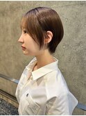 ナチュラルショートレイヤーボブミルクブラウンダークパープル
