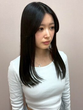 ソンノ(sonno) ロングヘア アッシュブラック 暗髪カラー 髪質改善 レイヤー