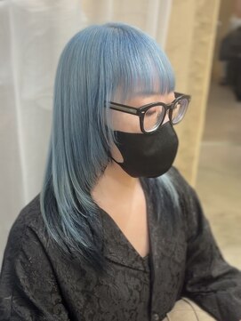 ウリ 横浜(uli) ロングシャギーウルフ×ミズイロカラー
