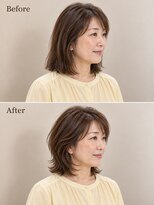 aptas 青山/表参道 白髪染め/白髪ぼかしハイライト/ボリュームアップエクステ&nbsp;50代の大人ミディアム｜表参道・青山