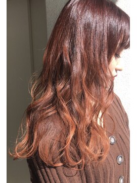ヘアーデザイン シュシュ(hair design Chou Chou by Yone) ☆chou chou☆オレンジカラー×ハイライトグラデーション