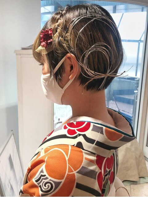 卒業式承り中☆ショートヘアにオススメ着物ヘアー