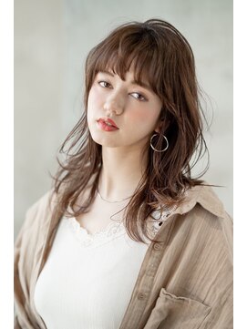 ケアリー 流山おおたかの森(Carelly) 大人かわいい前髪セシルカットココアブラウンフリンジウェーブ
