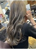 ★くびレイヤー薄めバングハイライトカラーアッシュベージュ美髪