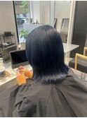 【梅田】髪質改善ブリーチありネイビーブルーカラー